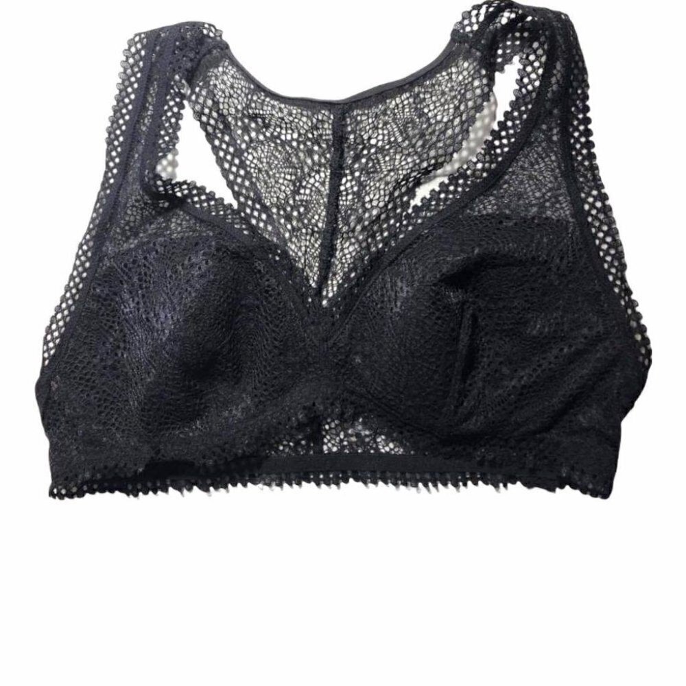 #3410-3 Victoria's Secret Black Bralette Bra Size Medium Lined Yoga